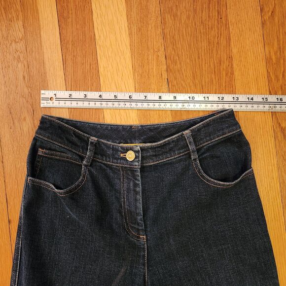 St. John Yellow Label Hi-Rise Dark Denim Straight Leg Jeans, Classic Luxury Sz 0 - Picture 8 of 10